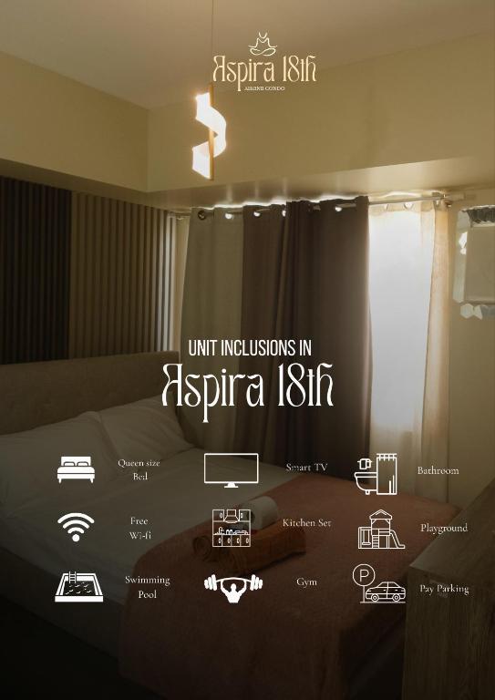 a poster of a bed with the words unit illustrations in jesedia at Avida Aspira Studio 18th in Cagayan de Oro