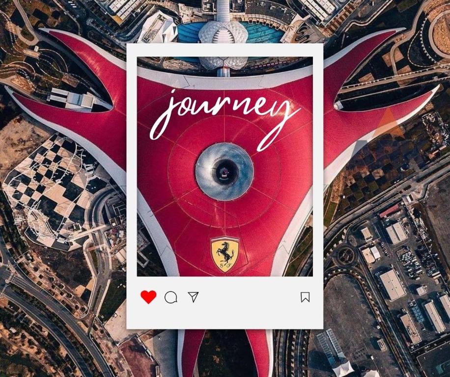 a screenshot of a phone with a picture of a city at Ark Living Stay in Yas Island in Yas Island