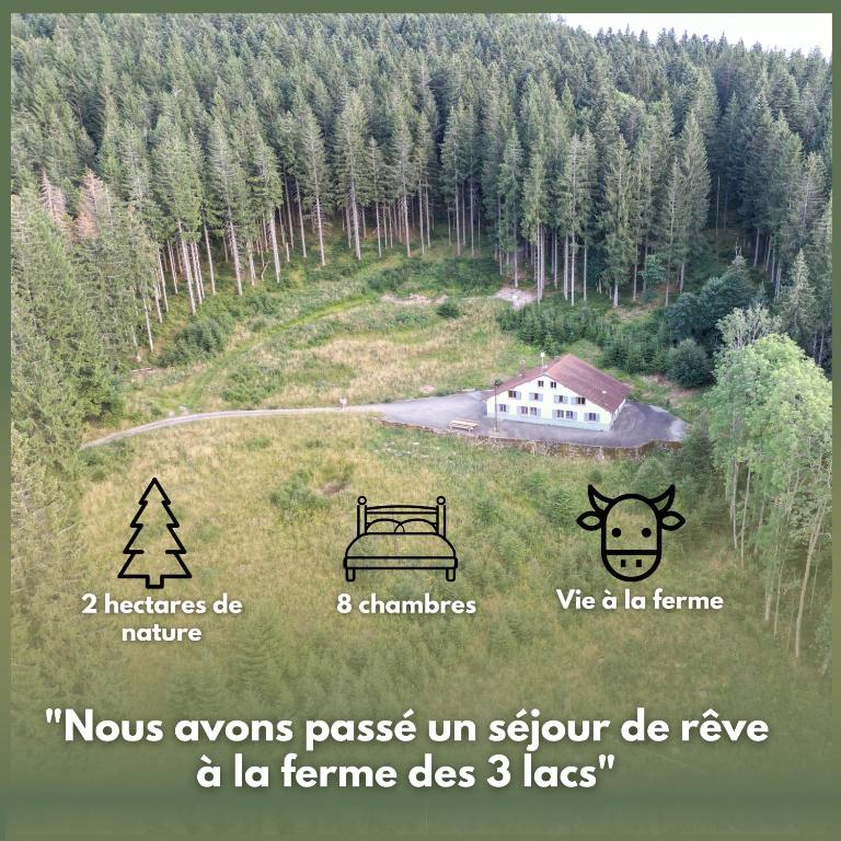a picture of a house in the middle of a forest at La Ferme des 3 lacs in Xonrupt-Longemer