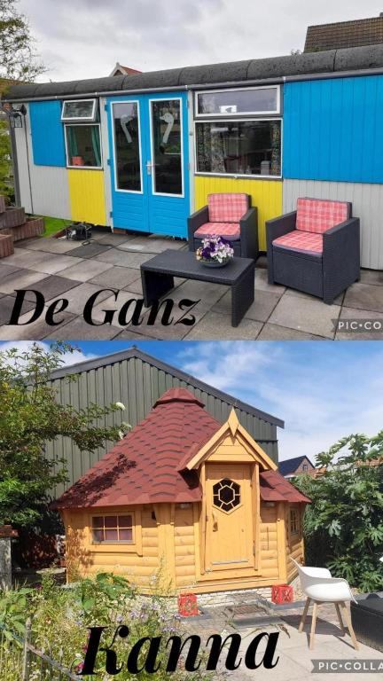 two pictures of a play house and a train at De Ganz in Grafhorst