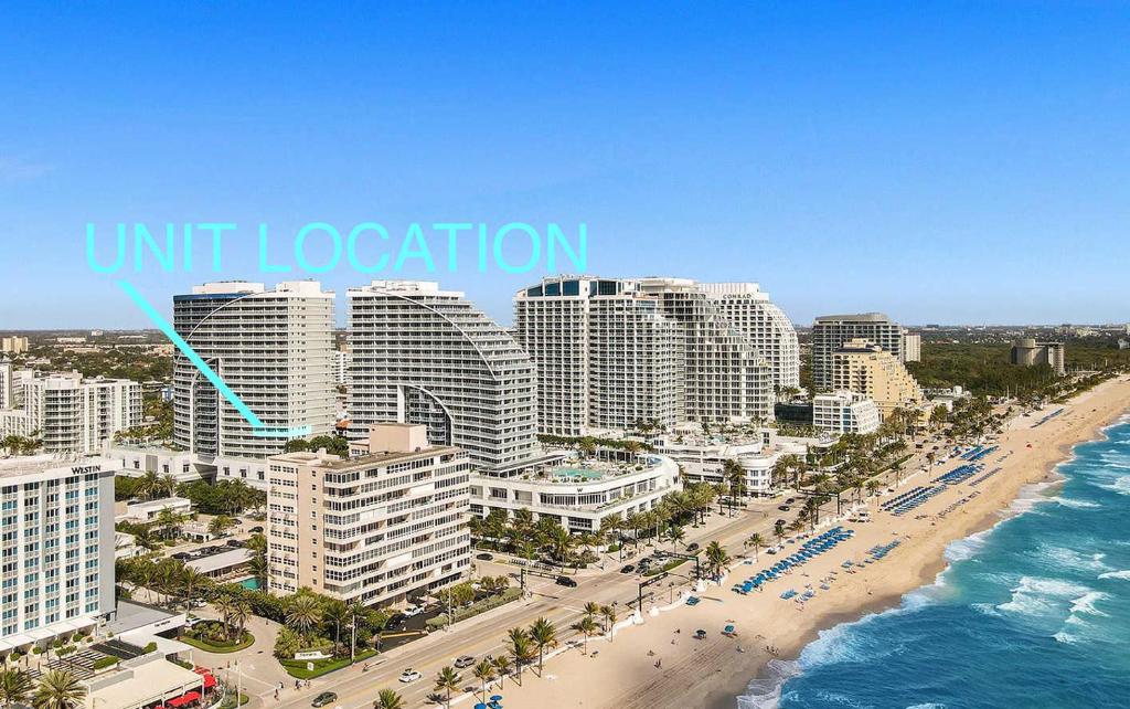 an aerial view of a city with the words unit location at WVR Vacation Residences 709 in Fort Lauderdale