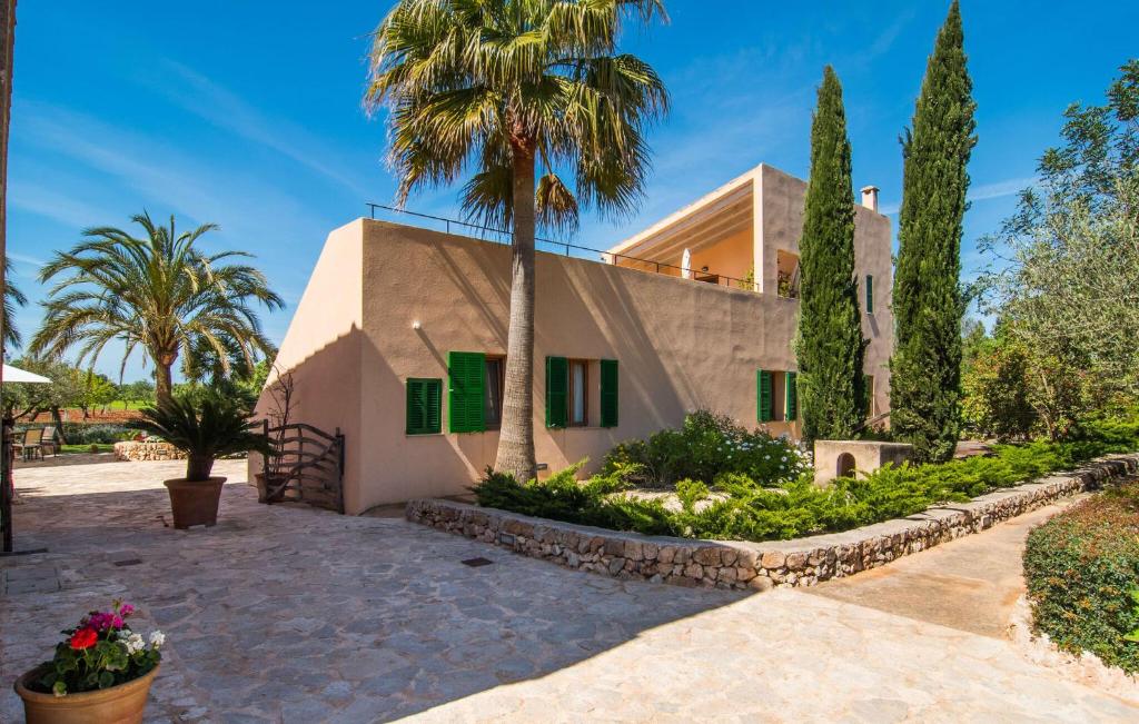 a house with a palm tree in front of it at Son Capellot Tres in Felanitx