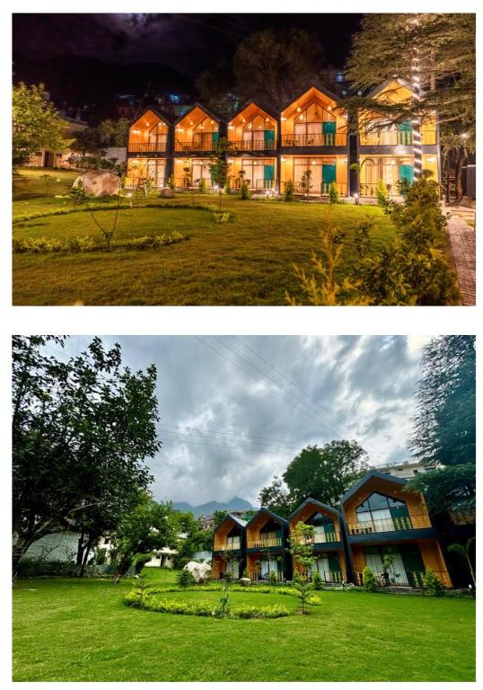 zwei Bilder eines großen Hauses in der Unterkunft Celestial Dream in Uttarkāshi