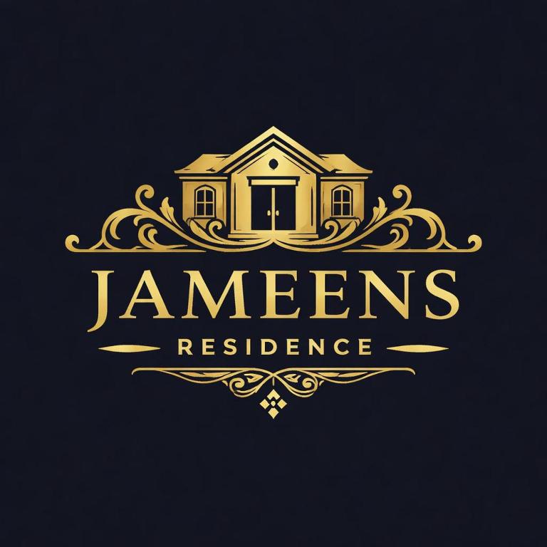 a vintage logo for a restaurant with a house at Jameens Residence in Ambalangoda