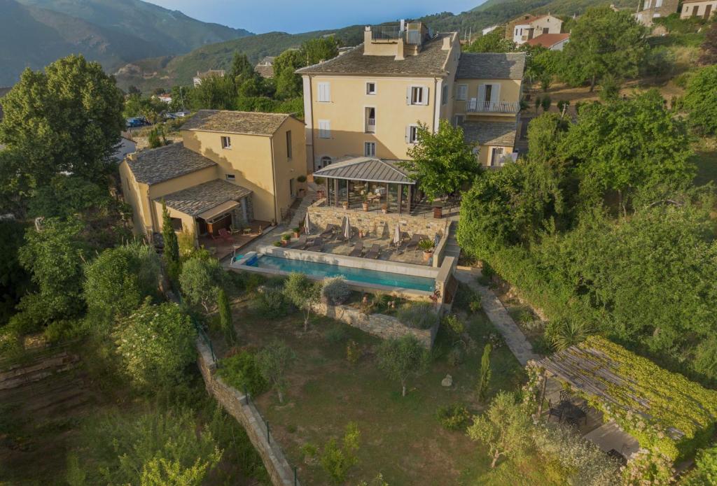 an aerial view of a house with a swimming pool at A Villa di Rutali in Rutali