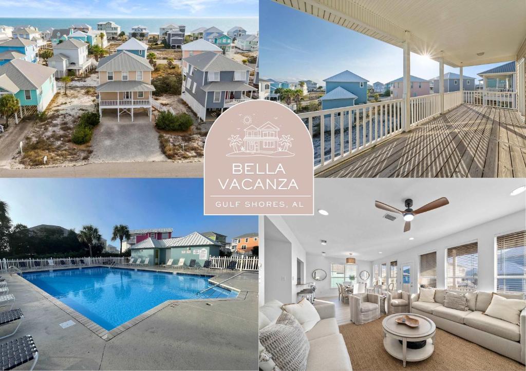 a collage of pictures of a villa with a swimming pool at Doc's Folly in Gulf Shores