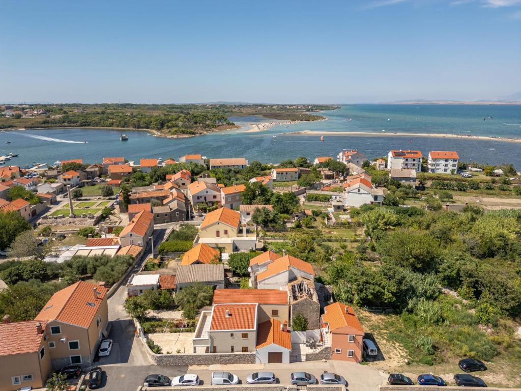 an aerial view of a small town next to the water at Holiday home Atrium in Nin