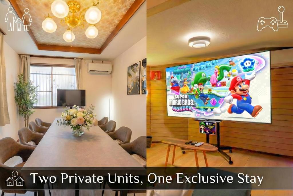 7BR Entire 2-House Rental Sleeps 12 Theater and Games Umeda 3 Min