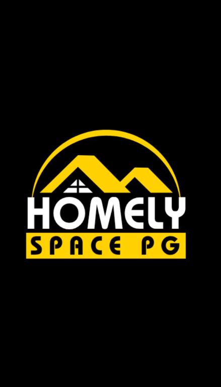 a logo for a homelypricedpriced ppg at Homely Space PG in Noida