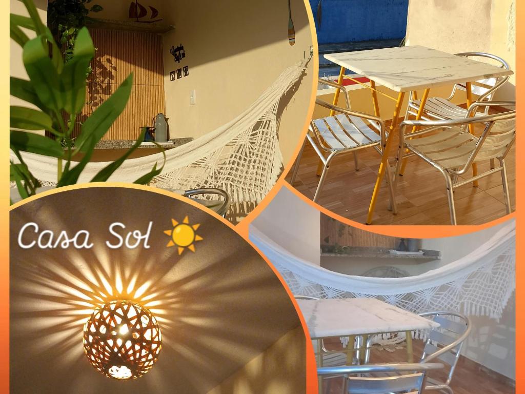 a collage of photos with a table and chairs at Casa Sol in Cabo de Santo Agostinho