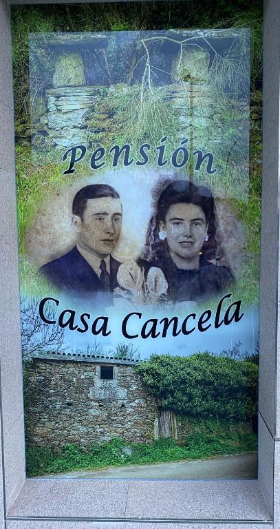 a sign for acisioncisioncisionazaazaazaazaaza at Pensión Casa Cancela in Palas de Rei