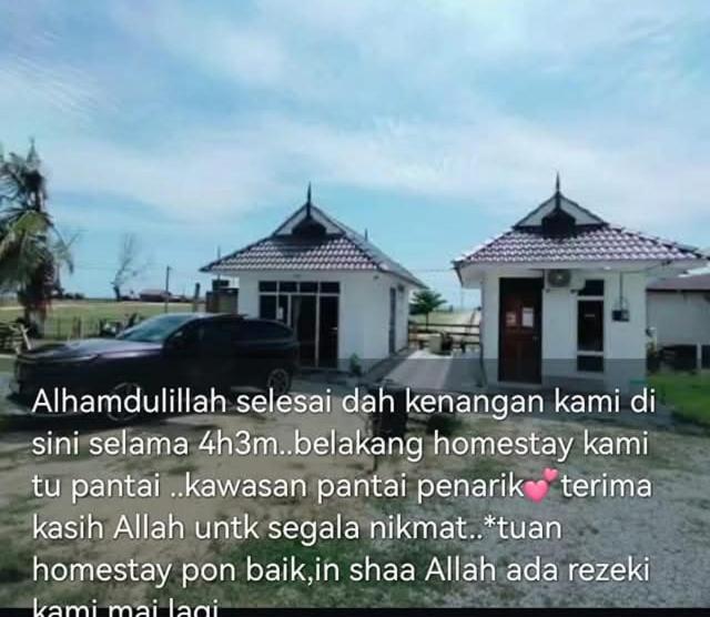 a poster of a house with a car in front at CC Roomstay Kampung Mangkuk, Terengganu in Setiu