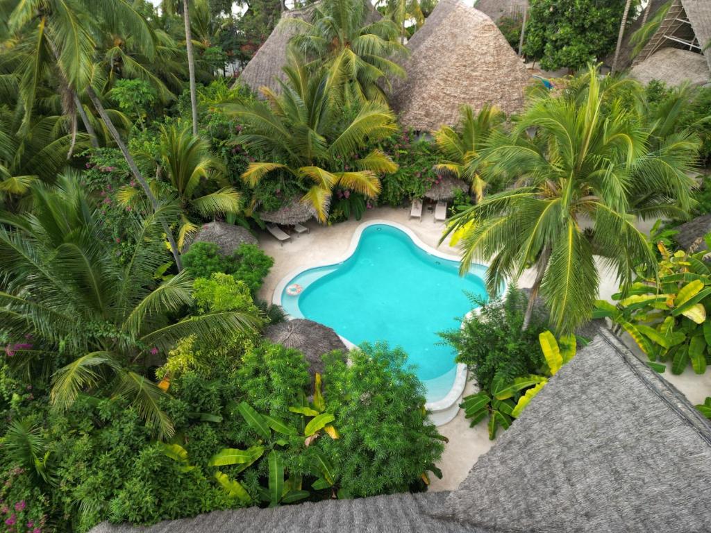 an aerial view of a resort with a swimming pool at Boutique Villa Unaweza in Matemwe