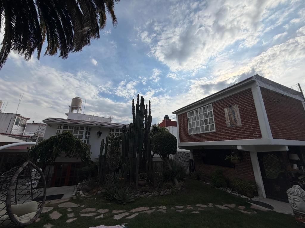 a house with a cactus in front of it at CasaButique in Mexico City