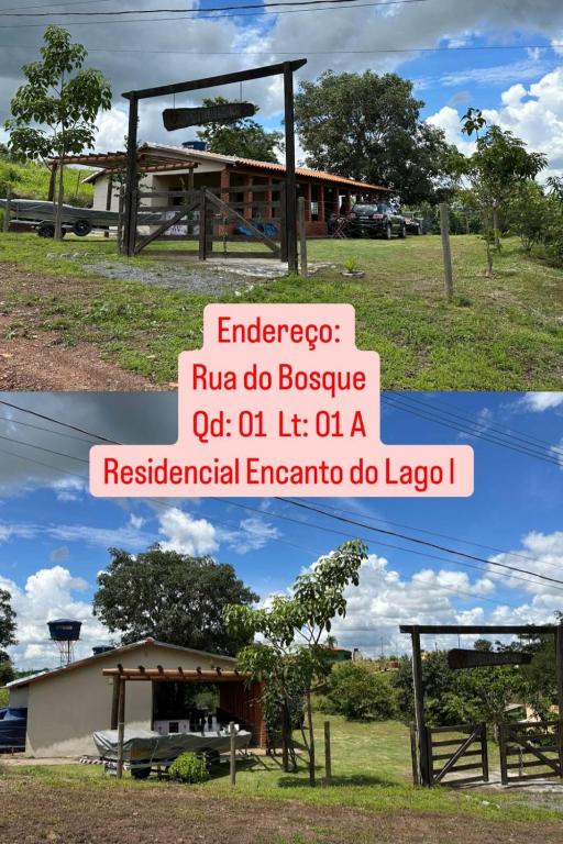 a collage of three pictures of a house at Rancho Corumba VI in Alexânia