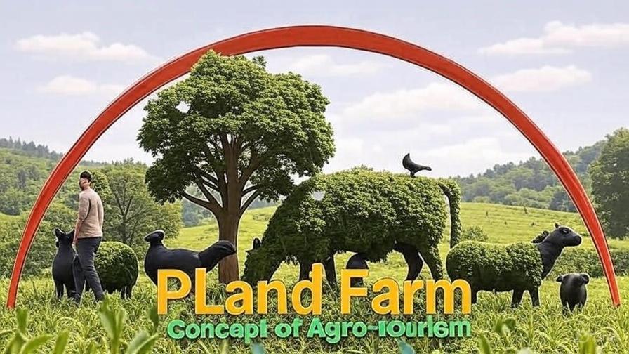 a man standing in front of a sign with sheep at PLand Agrotourism in Bharatpur