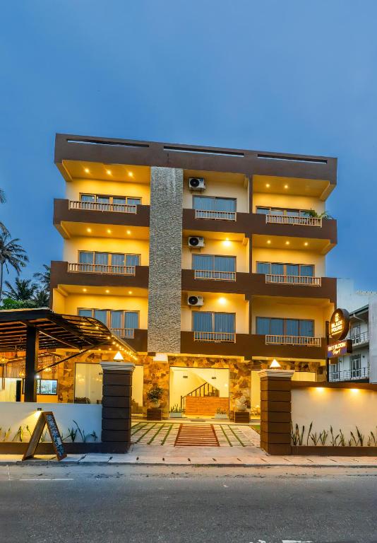 a large building with lights on the side of it at Sky Bloom Ahangama in Ahangama