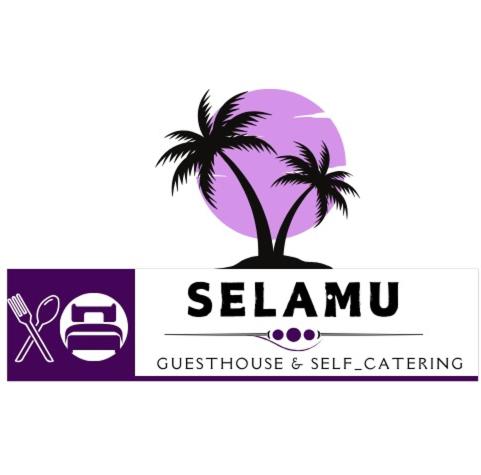 a palm tree on a island with a set of scissors at Selamu Self Catering in Walvis Bay