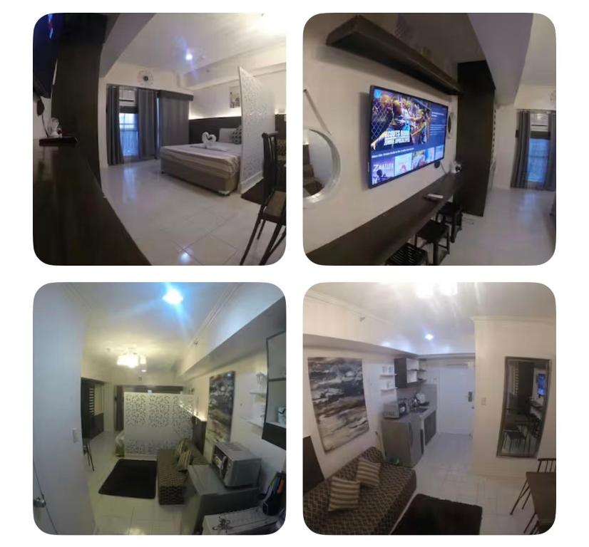 a group of four pictures of a living room at TAGAYTAY PRIME RESIDENCES Big Group AMAZING HOMES unit2038-reach by viber in Tagaytay
