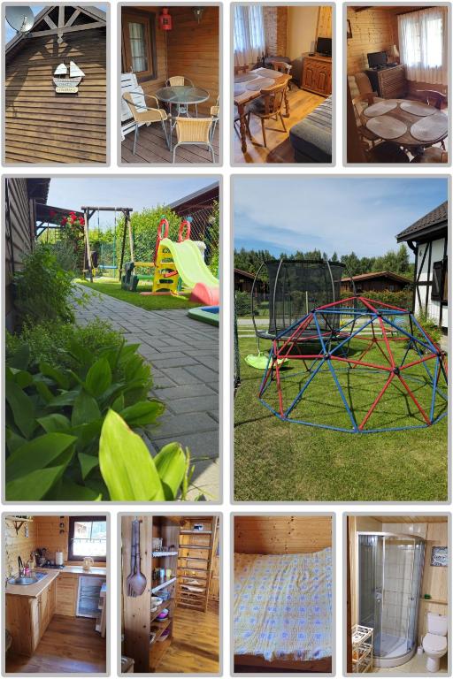 a collage of pictures of different types of playground equipment at Rybacka chata in Rusinowo