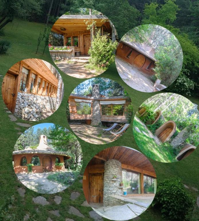 a collage of pictures of a house at Omaya Eco Village in Gaytaninovo