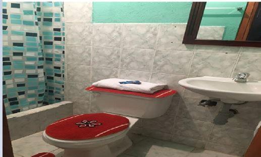 Koupelna v ubytování Hostal La Chorrera