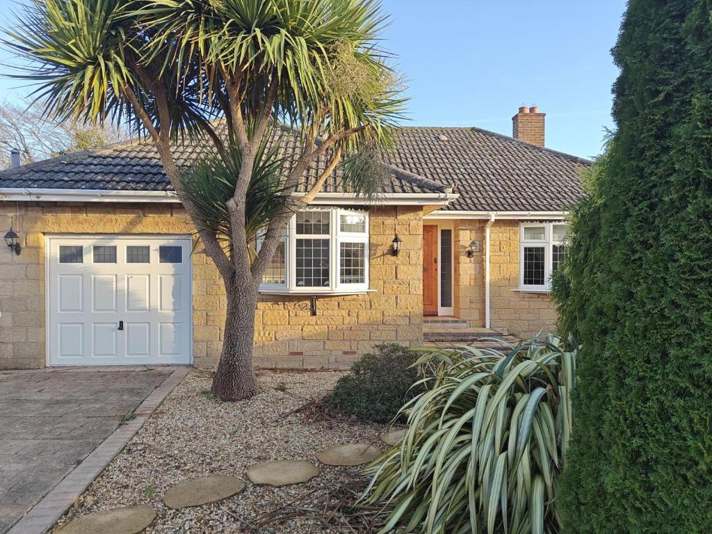 a house with a palm tree and a white garage at 2 Bed in Brighstone oc-n30464 in Brighstone