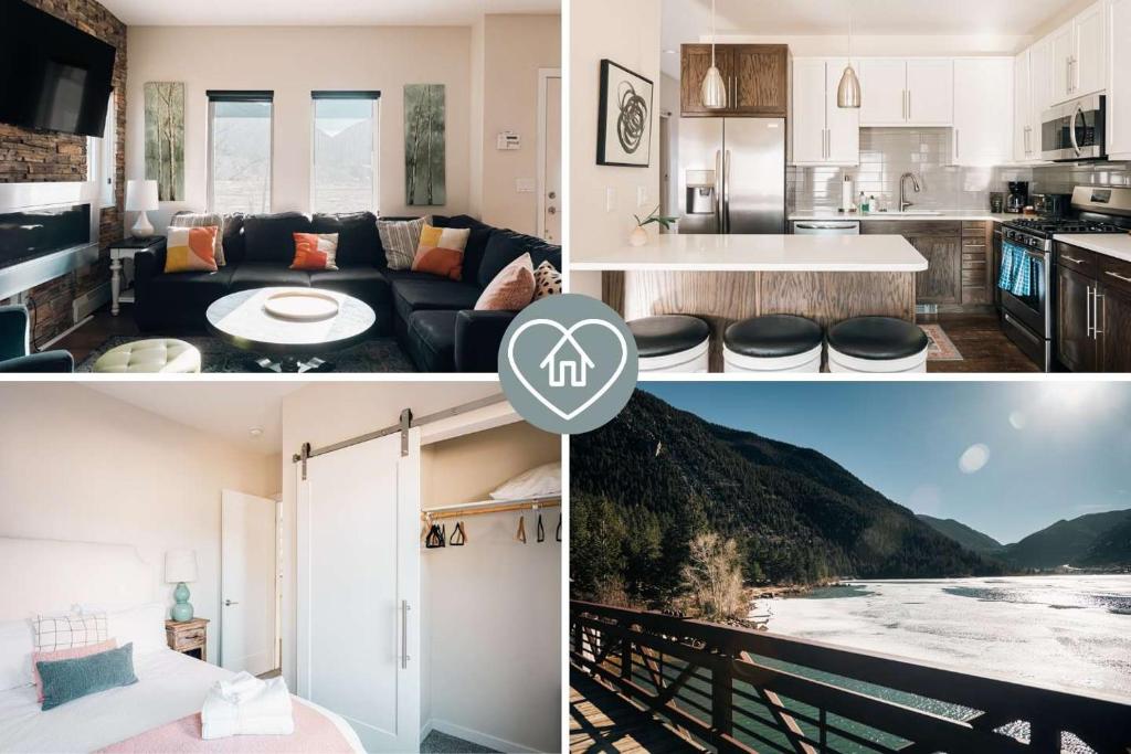 a collage of photos of a kitchen and a living room at Lakefront - Trails - Skiing - Views - Georgetown in Georgetown