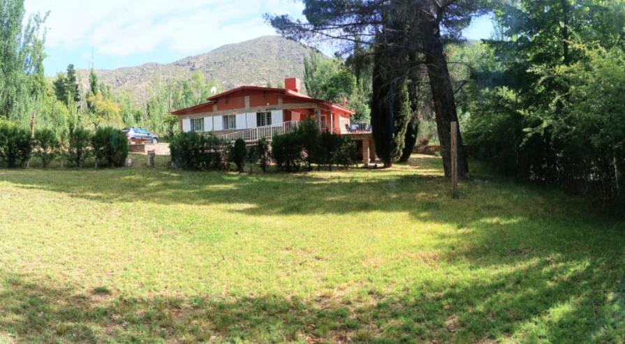 a house in the middle of a grassy yard with a tree at Casa los Churumbeles in Potrerillos