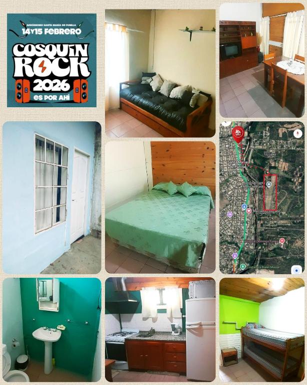 a collage of different pictures of a room at Dpto en Santa María de Punilla in Córdoba