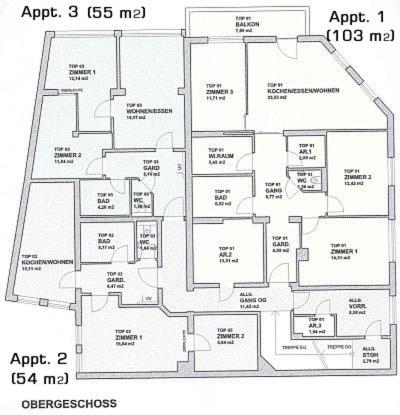 Plán poschodí v ubytovaní Appartement Feinsinn