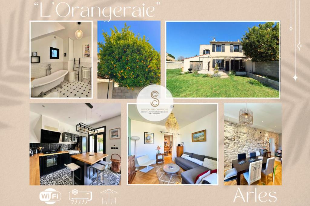 a collage of pictures of a home at L'Orangeraie Arles in Arles