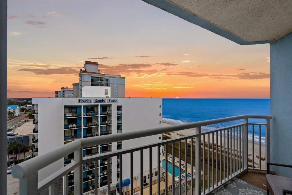 a view of the ocean from the balcony of a hotel at Oceanside Escape Condo w/ Ocean Views + Pools in Myrtle Beach