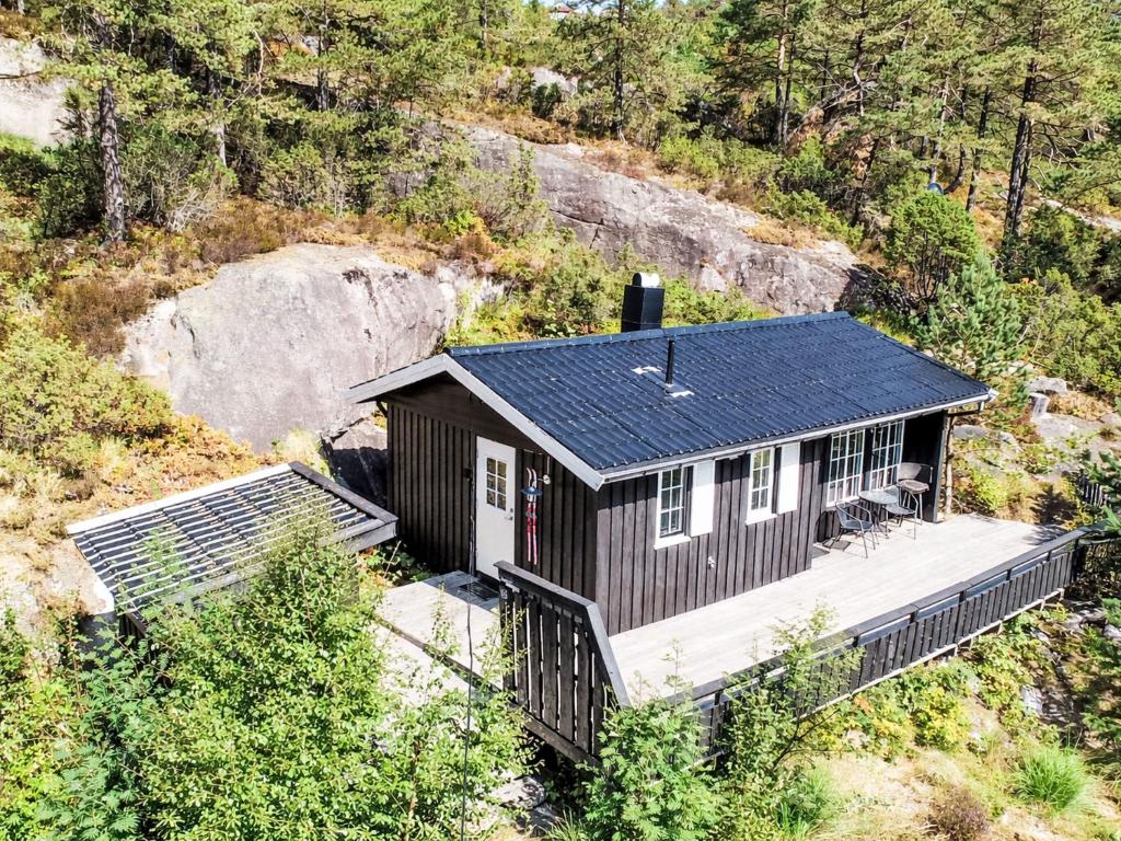 an overhead view of a house with a deck at Holiday Home Evabu by Interhome in Øyuvstad