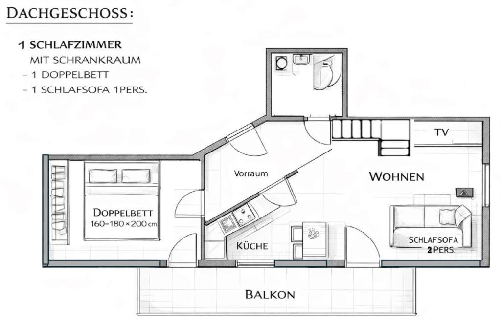a floor plan of a tiny house at Landgasthof Pfeffermühle in Kötschach