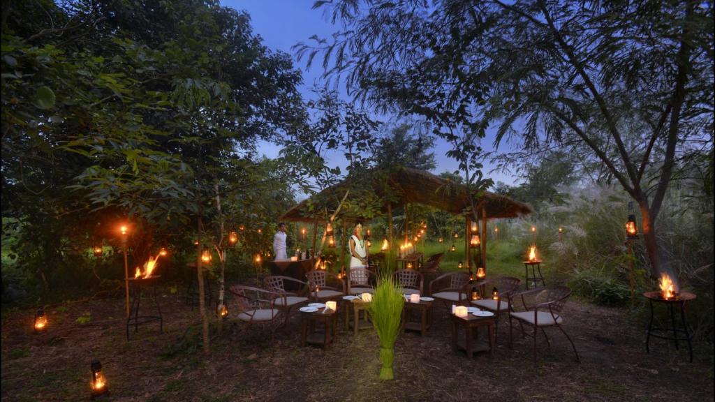 Jardín al aire libre en Barahi Jungle Lodge