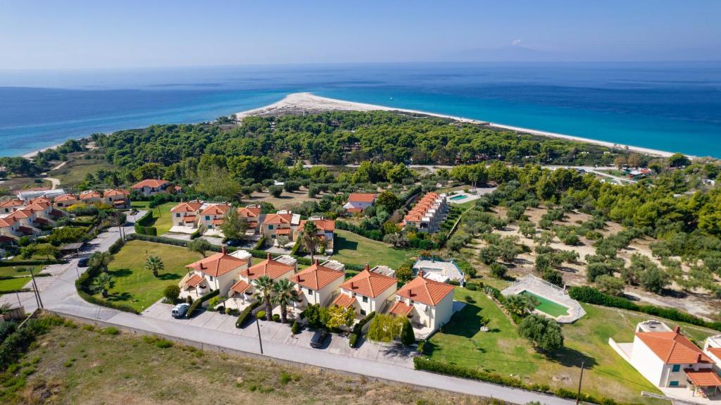 an aerial view of a resort with the ocean at Hemera House Posidi H3 in Possidi
