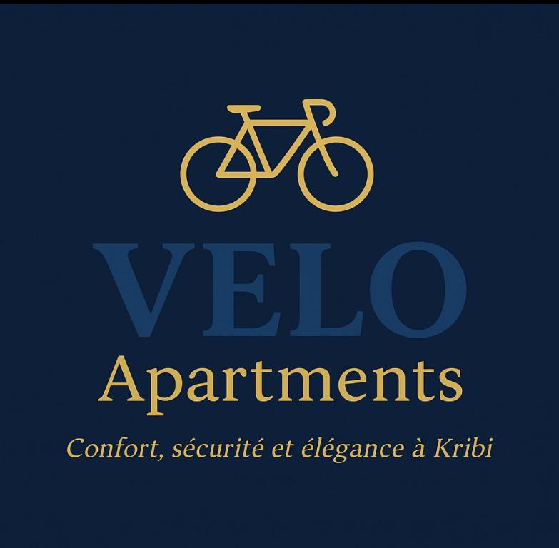 a logo of a bike on a blue background at Velo Apartments in Kribi in Kribi