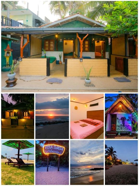 a collage of different pictures of a house at Rosa Shashi Cabanas in Galle