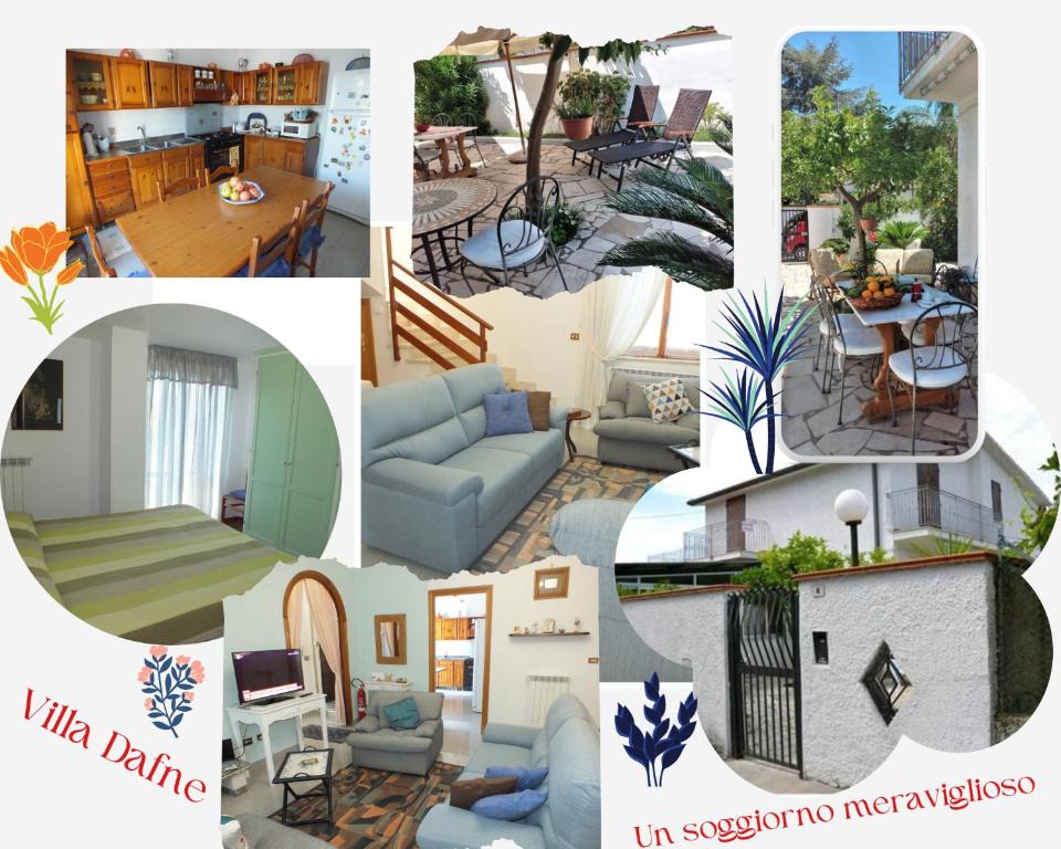 a collage of pictures of a living room at Villa Dafne con ampio giardino, pochi minuti dal mare Fondi Sperlonga in Fondi