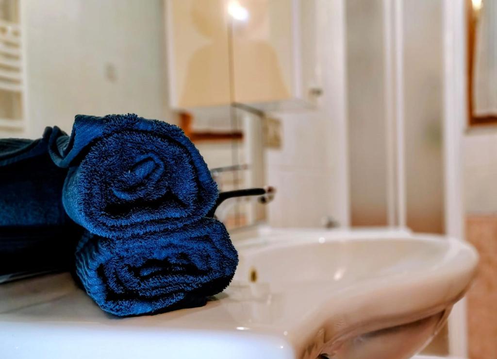 a towel sitting on top of a bathroom sink at Maria Luisa Home in Poggibonsi