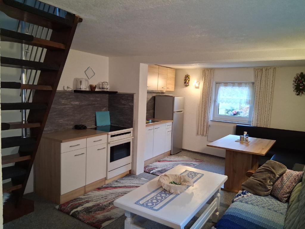 eine kleine Küche mit Sofa und Tisch in der Unterkunft Zimer Nada in Treglwang