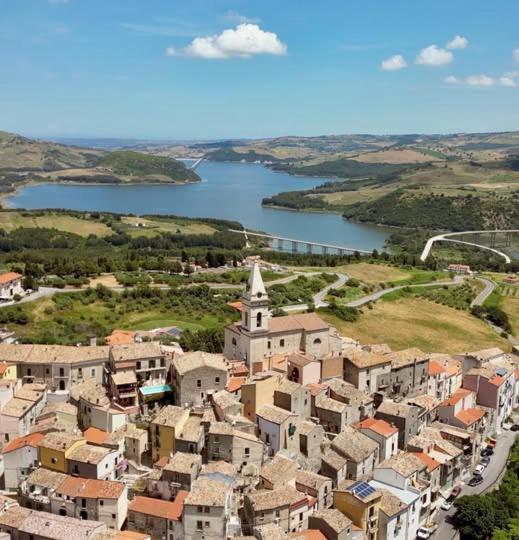 an aerial view of a town with a church and a river at B&B Il Belvedere 2 in Guardialfiera