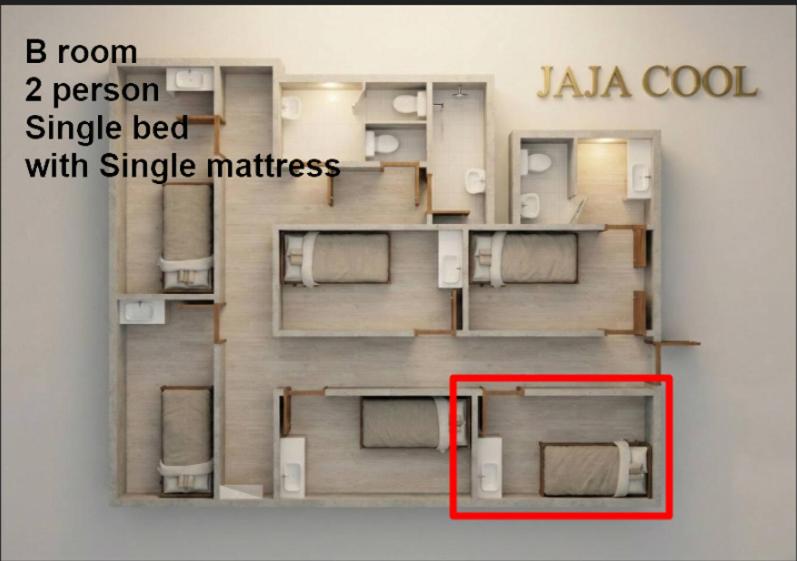 a floor plan of a small apartment with a red box at 자자쿨스테이 in Seoul
