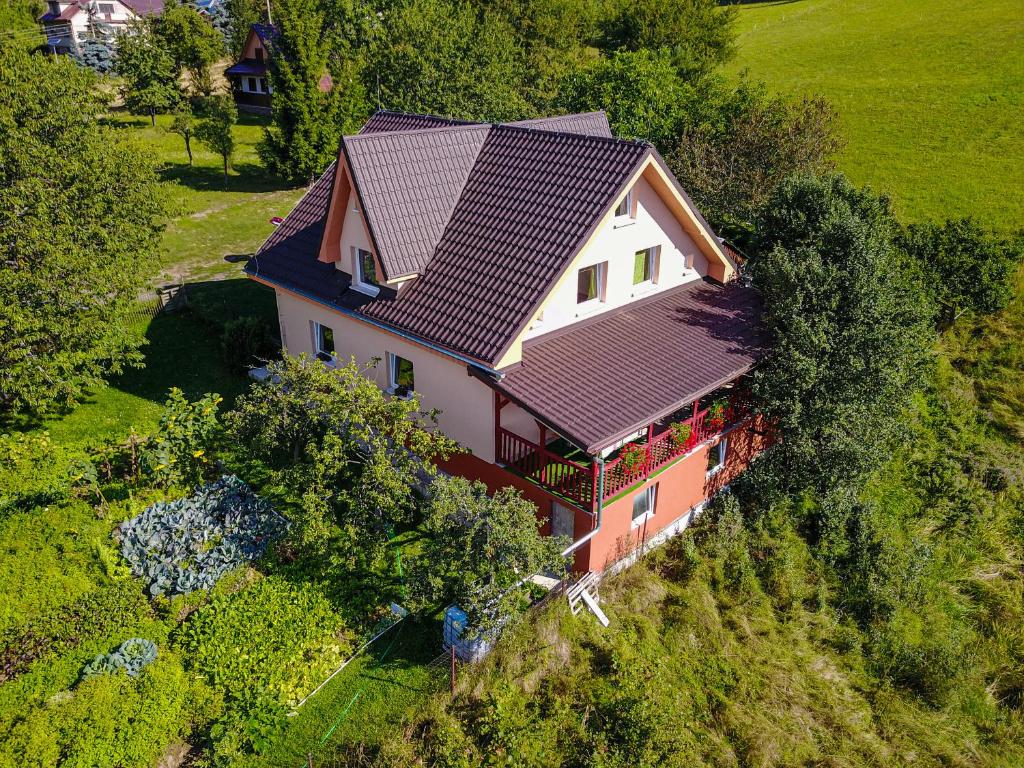 an overhead view of a house with a roof at Chaty Antónia in Hriňová