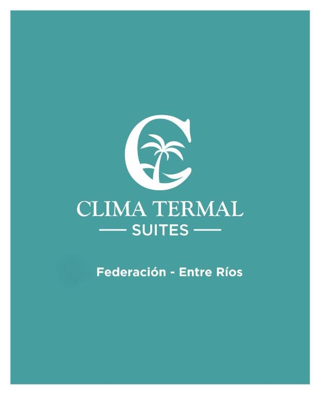 a logo of a palm tree in a circle at Clima Termal Suites in Federación