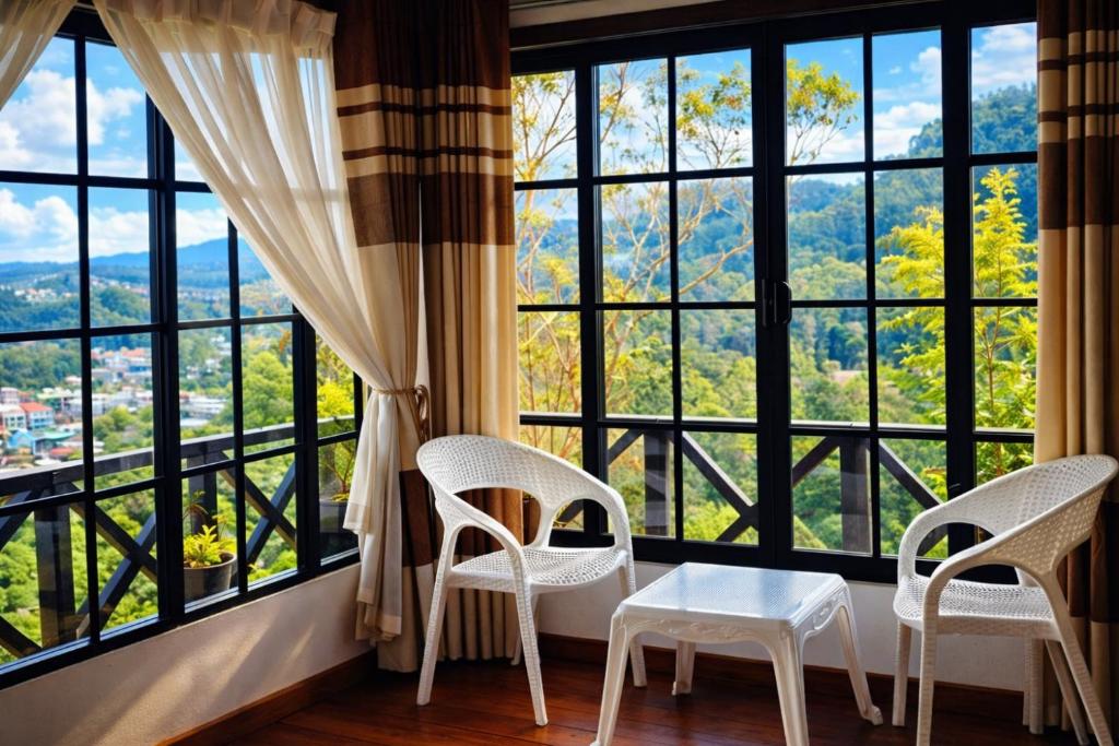 Vista general d'una muntanya o vistes d'una muntanya des de l'hostal o pensió