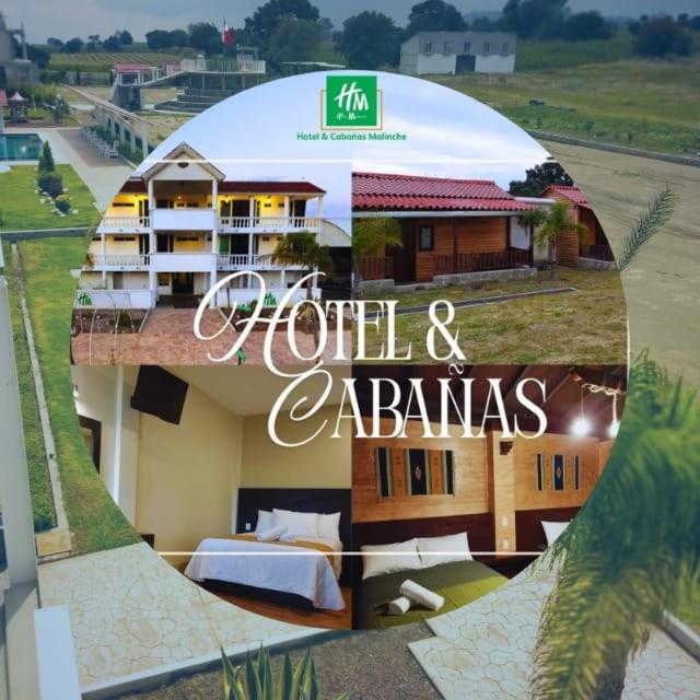 a sign for a hotel and apartments at Hotel & Cabañas Malinche in Huamantla