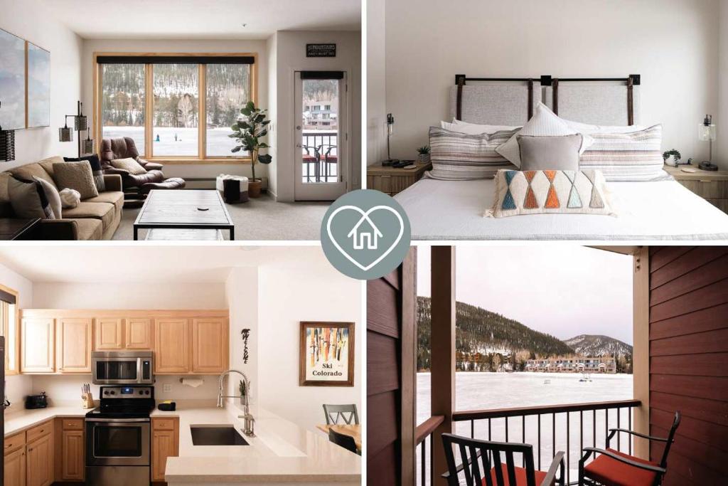 a collage of photos of a kitchen and a living room at Lakefront Keystone Escape - Near Slopes & Trails in Keystone
