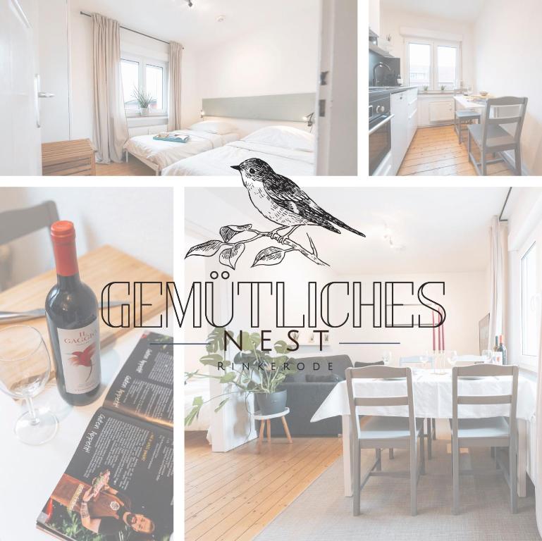 a collage of pictures of a living room and a dining room at Gemütliches Nest in Rinkerode in Drensteinfurt